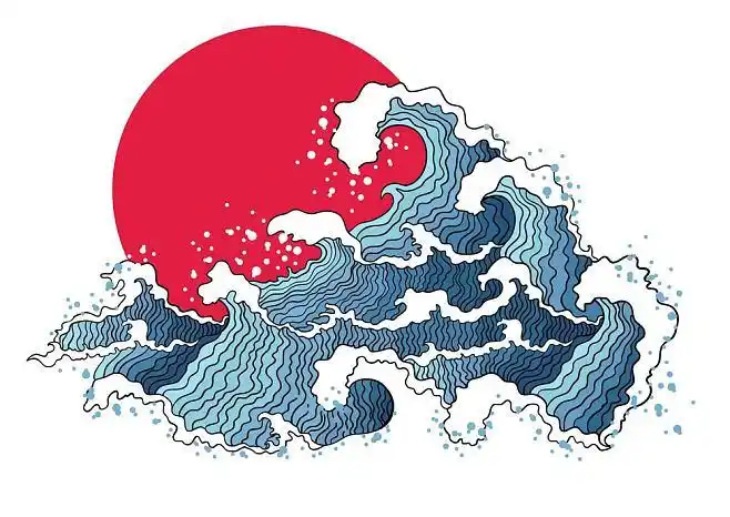 日本海浪插画图片素材