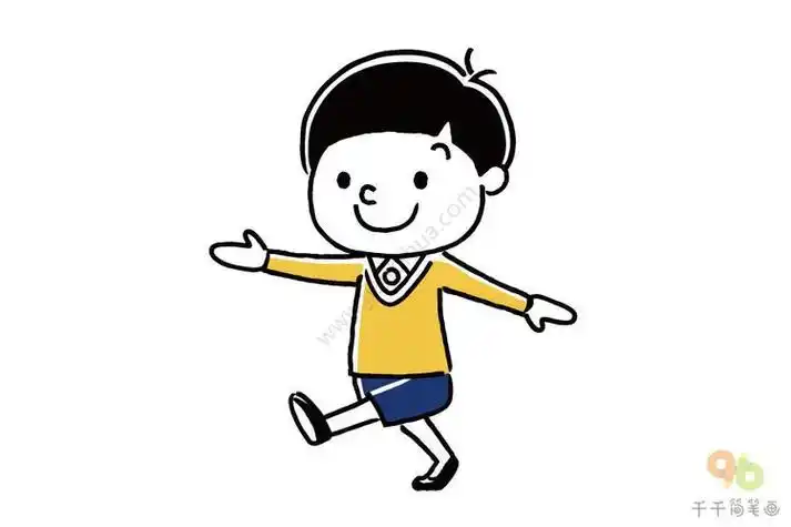 走正步的小男孩简笔画男孩简笔画