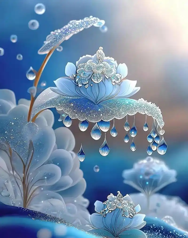 美如玉61高贵 蓝色清莹美丽花,像似珠宝美如玉.