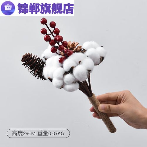 干花木棉花装饰花束真花摆设小清新满棉花干花永生花 一束棉 干树枝