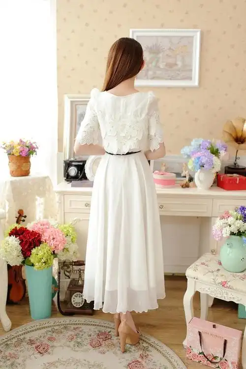 他他商城 女装 2018新款夏季连衣裙小清新长裙气质学生裙子中长款可爱