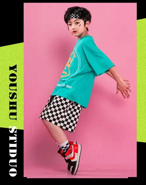 六一儿童嘻哈街舞套装架子鼓演出服男童帅气个性国潮风爵士舞潮酷