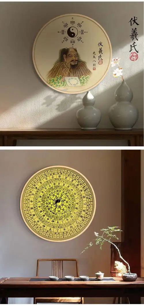 圆形装饰画镇宅辟邪太极图布五行挂画河图伏羲周文王先天后八卦图