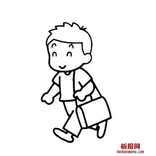 小男孩侧身走路简笔画 第1页