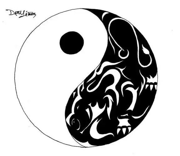 黑色线条素描创意精致阴阳八卦纹身手稿