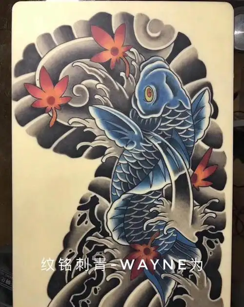 鲤鱼半甲纹身图片_老传统纹身图案