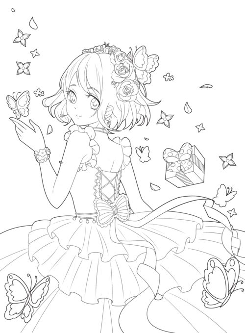 洛丽塔线稿满足你的上色愿望