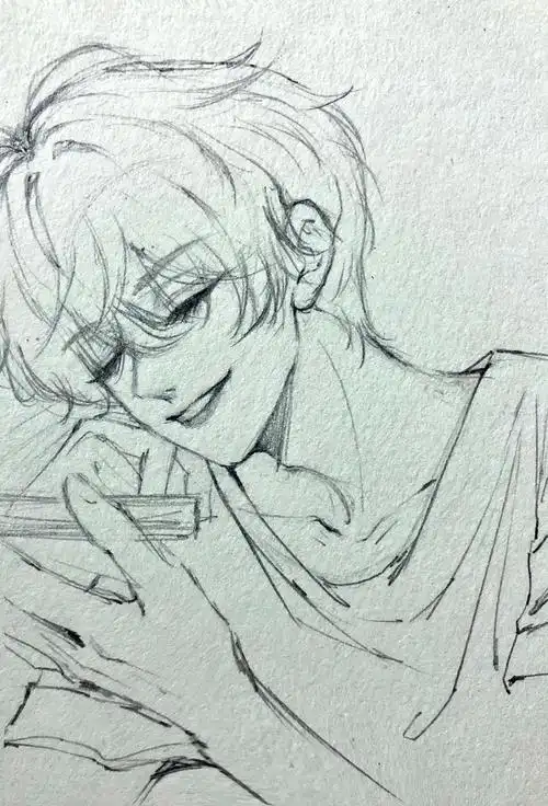 铅笔稿 #段嘉许 #偷偷藏不住 #临摹 那就来发个老段的线稿图片吧,帅哥