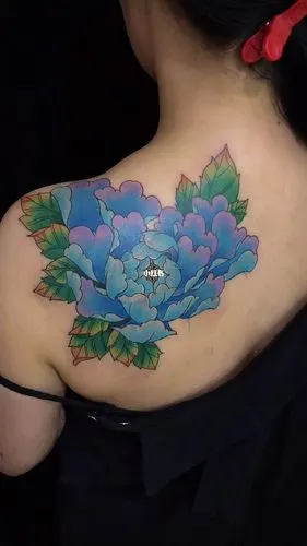 彩色牡丹_牡丹_纹身_巩义暴龙刺青纹身自由行热门攻略_纹身手稿_美妆