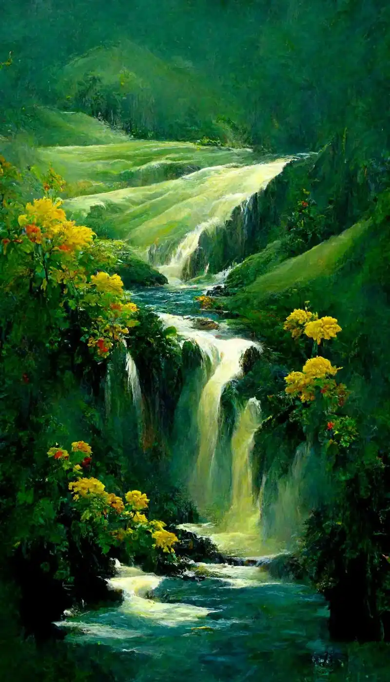 青山绿水,鲜花瀑布,如歌如画.#用欣赏 - 抖音