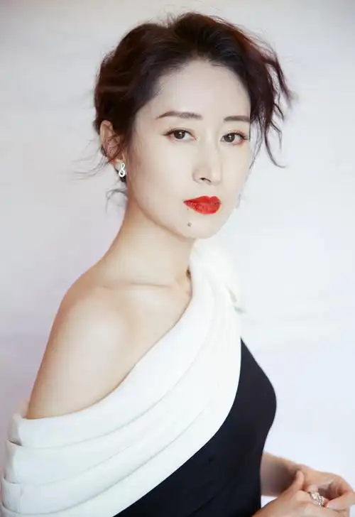 刘敏涛黑白拼接裙优雅写真图片26