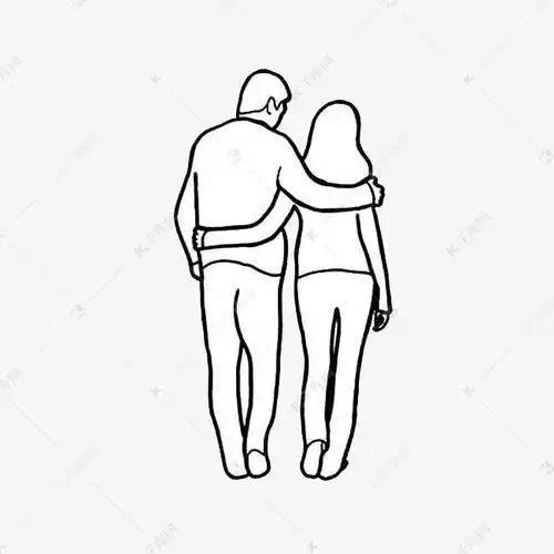 走着的情侣背影简笔画