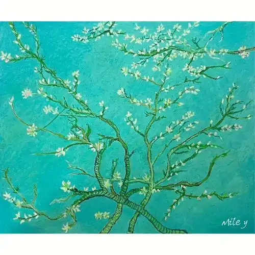 油画棒打卡72梵高盛放的杏花含步骤