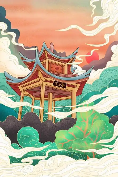 中国风古建筑插画