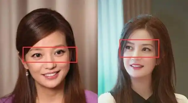 而赵薇因为眼睛过于大,完全不符合"三庭五眼的标准