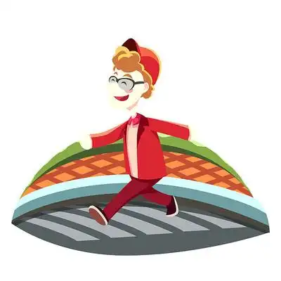 上学过马路的小男孩插画元素