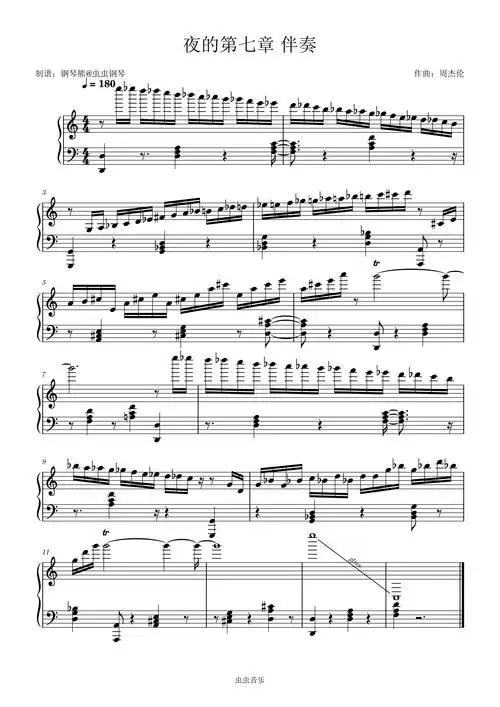 夜的第七章钢琴谱原版-钢琴熊-c调-虫虫钢琴