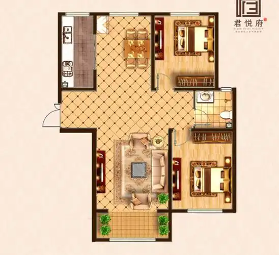 78平米户型图-君悦府户型-包头购房网