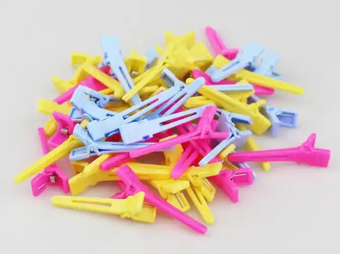 美发定位烫夹子皮卡路纹理带弹簧造型小夹盒装冷烫交叉头发分区夹