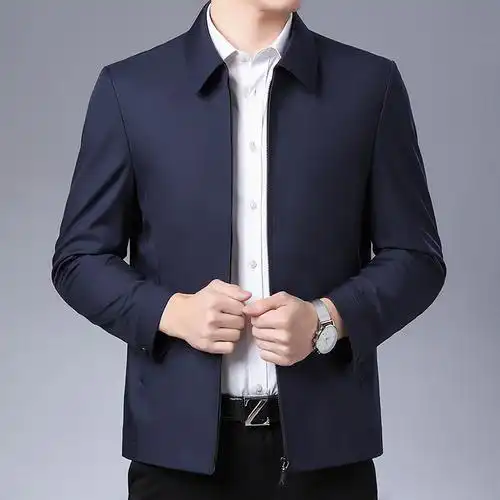 旗舰店春秋装新款时尚男式夹克中青年男装休闲翻领商务行政干部外套