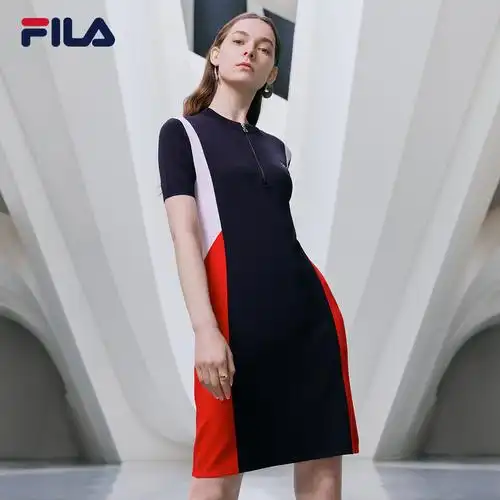 fila斐乐高圆圆同款运动连衣裙夏季新款运动休闲短袖运动连衣裙