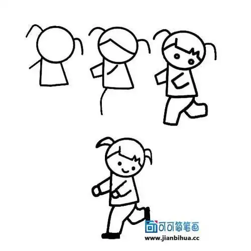 怎样画小女孩简笔画小女孩人物简笔画步骤图儿童简笔画分解教程