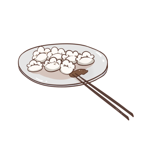 手绘饺子卡通插画图片