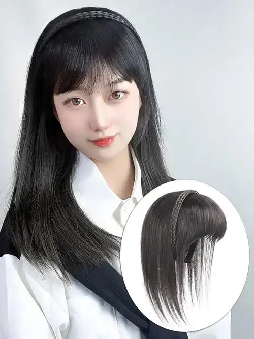 刘海假发女碎发发箍一体式空气法式刘海神器前额自然遮白发补发片