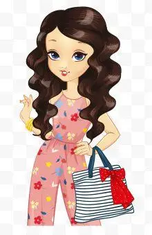 卡通卷发美女