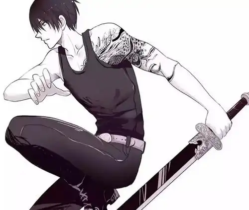 有一张张起灵侧身拔刀的黑白动漫照,有谁有么?我找不到了≥﹏