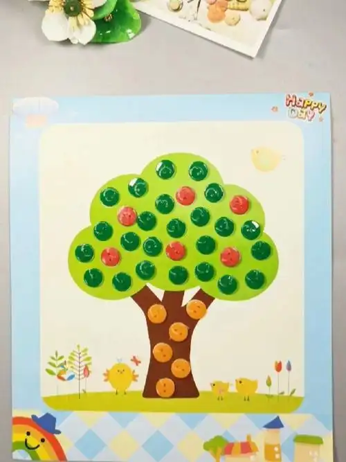 笔记灵感  #我的手工日常  #幼儿园手工  #亲子手工  #纽扣画