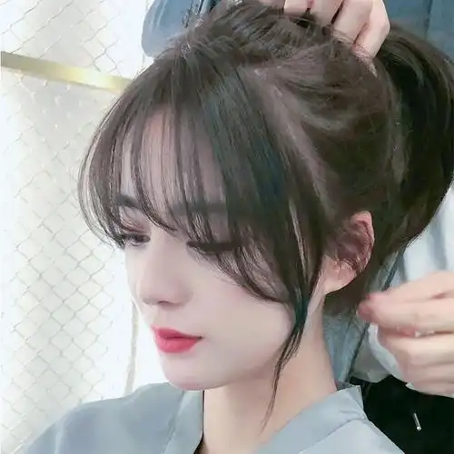 法式刘海假发女网红真发发顶无痕补发块头顶洛滑遮白发空气刘海假发片