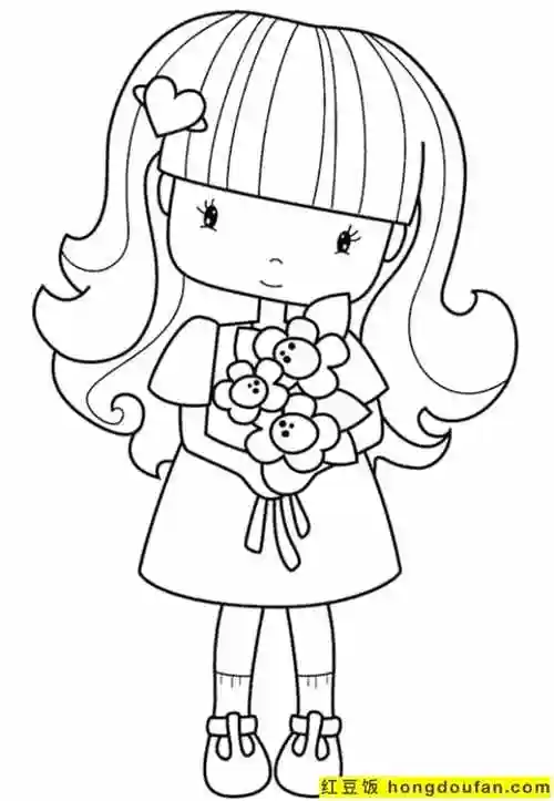 填色书,填色卡通,填色大全,填色游戏,填色画,夏天,女孩,女孩简笔画