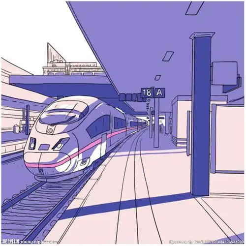 彩绘高铁列车车站图片