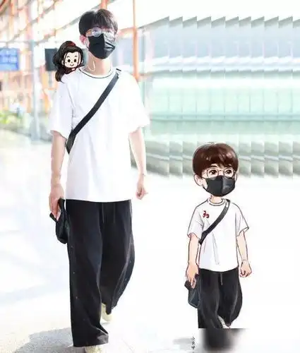 一大一小,肩上还有一个,就问你q不q?