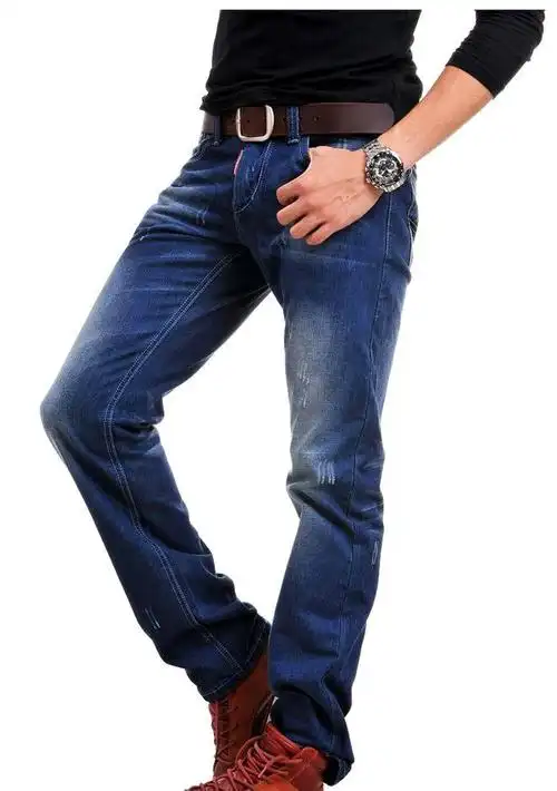 男装春装 男士牛仔裤 韩版休闲修身长裤子 直筒破洞牛仔裤 .