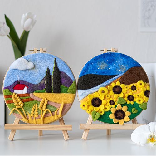 创意墙饰挂件自制浪漫装饰画羊毛毡戳戳乐相框画摆件diy手工材料