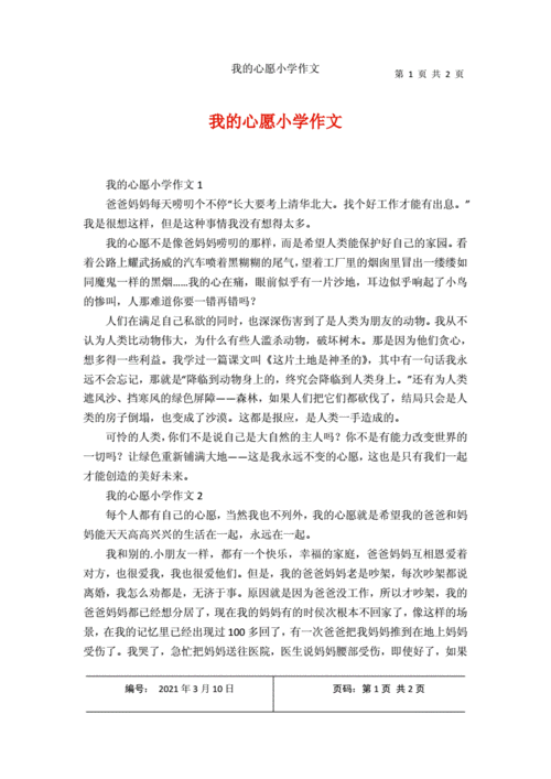 我的心愿小学作文.docx 2页