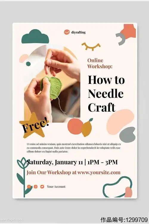 简约大气清新diy教程手工广告宣传海报模板下载-编号1299709-众图网