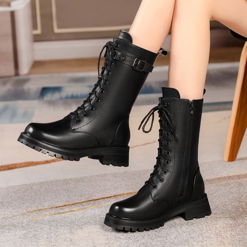 真皮女靴加绒马丁靴女短靴皮毛一体中筒靴大棉靴子女鞋羊毛雪地靴