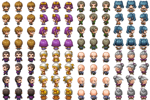 1 - 人-《凤凰的传奇》rpg游戏人物四方向素材 合集成套素材 免费下载