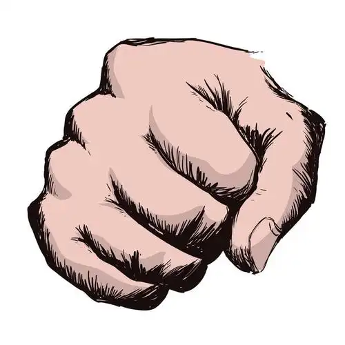 手绘素描风格具有冲击力的拳头图片免抠矢量素材