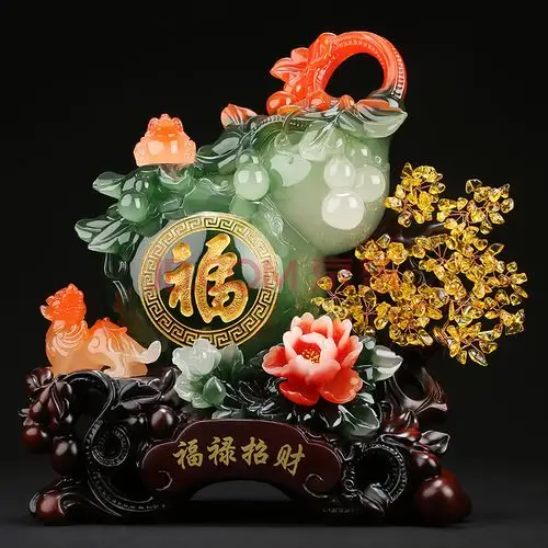 吉善堂 葫芦水晶树招财装饰摆件工艺品 家居客厅玄关办公室桌面电视柜