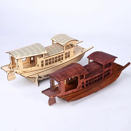 南湖红船模型木制拼图手工diy木质玩具建筑周年纪念礼品