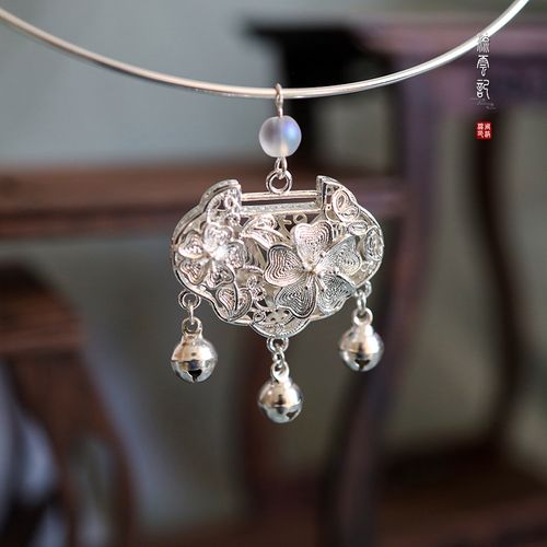 流云记【平安锁】汉服璎珞项链古典项圈长命锁月光石古风男女款铜