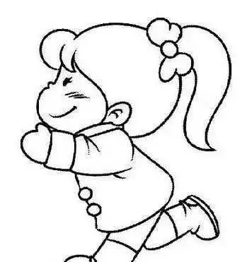 女孩侧面读书的简笔画