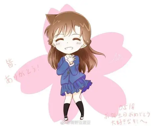 柯南:q版小兰服装合集,校服经常穿,和服超漂亮!