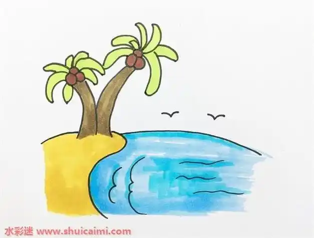 海边风景简笔画倾听蓝色海浪的呢喃儿童海边沙滩简笔画儿童海边沙滩简