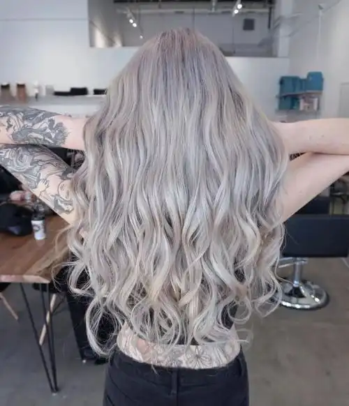 长发水波纹烫发图片美发店实拍
