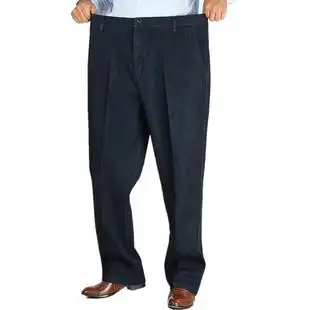 秋冬厚款 弹力休闲裤 加肥加大码 高腰深档中老年男裤 肥佬宽松长裤